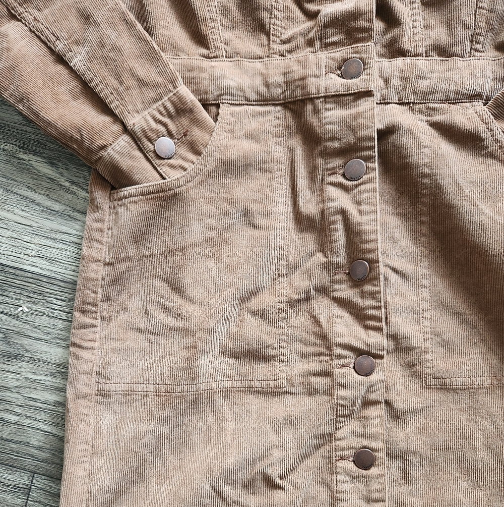 Faherty Stretch Cord Michelle Long Sleeve Button Up Shirt Dress Size 0 - Picture 6 of 11